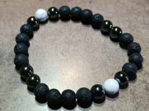 Náramok guličky pánsky LÁVA, HEMATIT, MAGNEZIT 8 mm