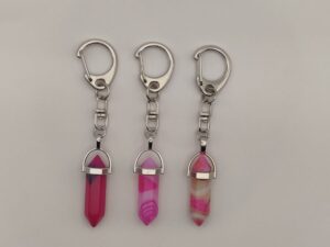 Kľúčenka šesťhran ružový Achát