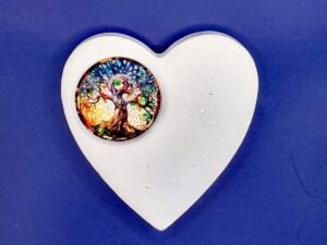Magnetka srdiečko biele 4x4 cm so stromom života
