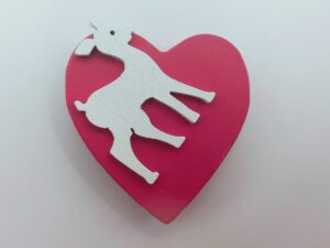 Magnetka srdiečko červené 4x4 cm so srnkou