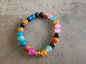 Náramok guličky ACHÁT farebný dámsky 8 mm