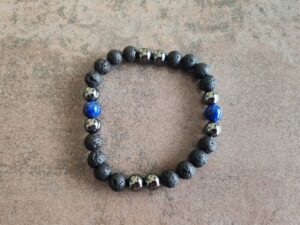 Náramok guličky pánsky LÁVA, HEMATIT, LAPIS LAZULI 8 mm