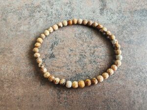 Náramok guličky JASPIS pieskový dámsky 4 mm