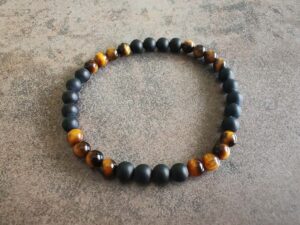 Náramok guličky pánsky 6 mm ÓNYX a TIGRIE OKO