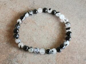 Náramok guličky KRIŠTÁĽ S TURMALÍNOM dámsky 6 mm